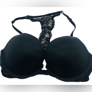 Victoria's Secret Black Lace Racerback Push-Up Bra, Body By Victoria